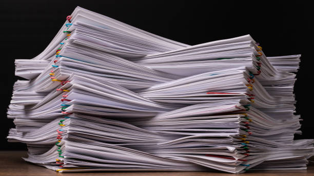 istock Stack overload document report paper , business concept of paperless used. 1210880151