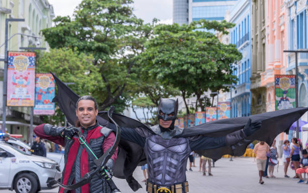 Recife, Pernambuco, Brazil - March 01, 2020:Man in Batman costume at the 2020 Recife carnival