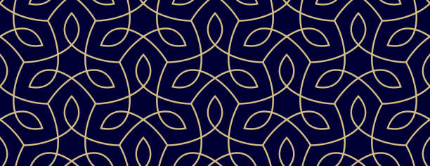 Seamless Organic Nature Plant Vector Pattern Seamless. Colors easily changed. gold metal drawings stock illustrations