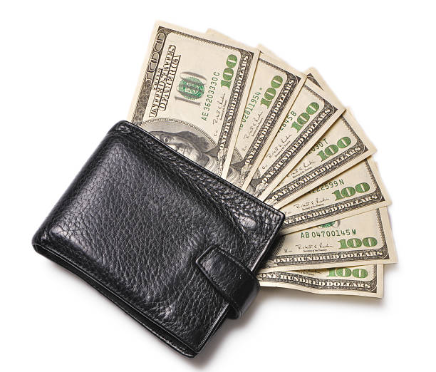 istock Wallet with money on a white background 121089071