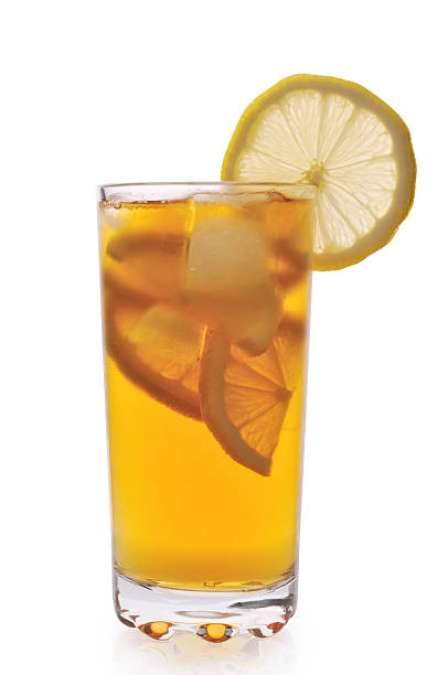 Tea with lemon and ice stock photo