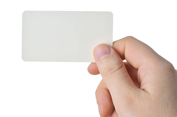 istock Man's hand holds a business card 121089728