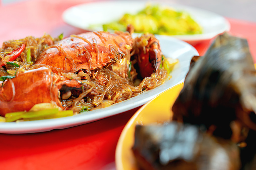Asian street food - stir fried fried crab vermicelli