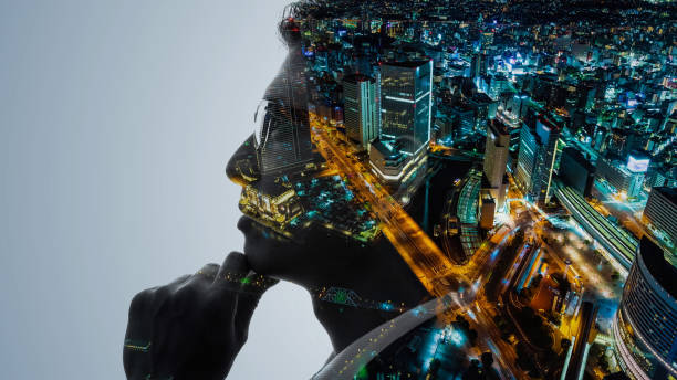 Society and engineer concept. Double exposure. Society and engineer concept. Double exposure. multiple exposure stock pictures, royalty-free photos & images