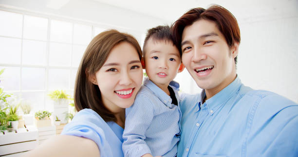 happy family take a selfie