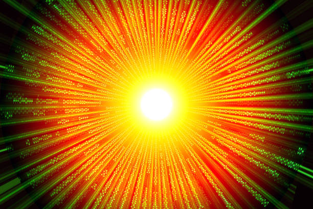 Simulation of the Big Bang, the birth of the Universe. A scattering binary code from the center of the explosion.