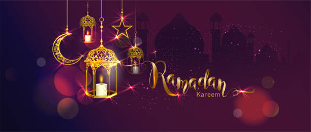 istock Ramadan Kareem with crescent moon gold luxurious crescent,template islamic ornate  element for greeting card,Vector 3D style 1210904904