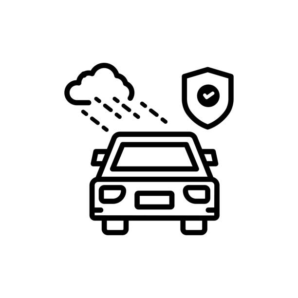 Hail Damage Insurance icon Line With Color Background and Investment icon Hail Damage Insurance icon Line With Color Background and Investment icon car hailstorm stock illustrations