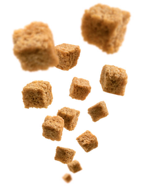 istock Bread croutons levitate on a white background 1210912974
