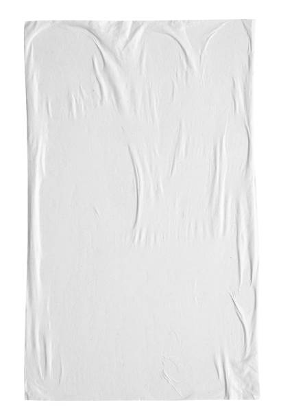Blank white crumpled and creased paper poster texture isolated on white background