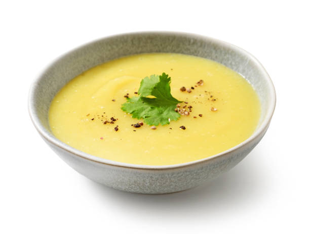 tazón de sopa de crema vegetal - cauliflower vegetable white isolated fotografías e imágenes de stock