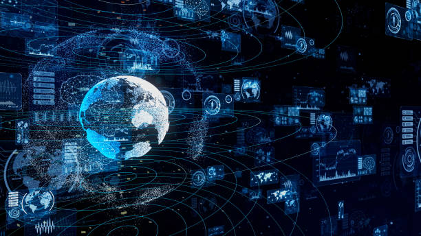 istock Global communication network concept. Planet earth in cyberspace. 1210917397