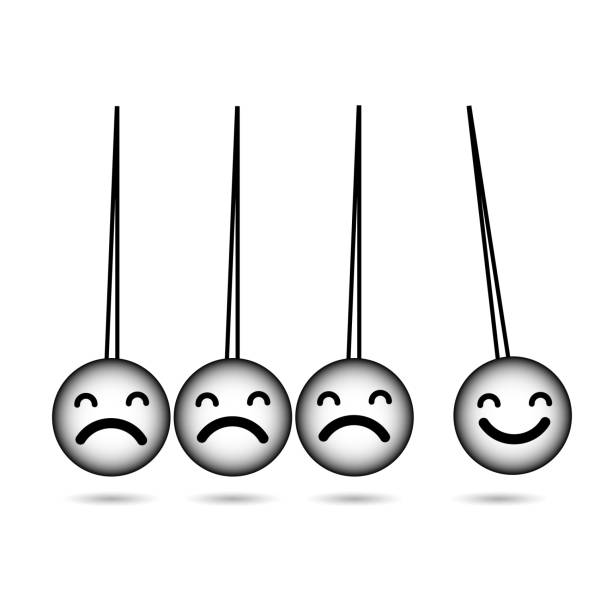 istock Pendulum Icon, Newton's Cradle with smile. mood change concept. Stock vector illustration isolated on white background. 1210919212