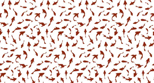 Vector illustration of Koi fishes swimming, seamless vector pattern