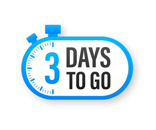 ilustrações de stock, clip art, desenhos animados e ícones de 3 days to go. countdown timer. clock icon. time icon. count time sale. vector stock illustration. - contagem regressiva