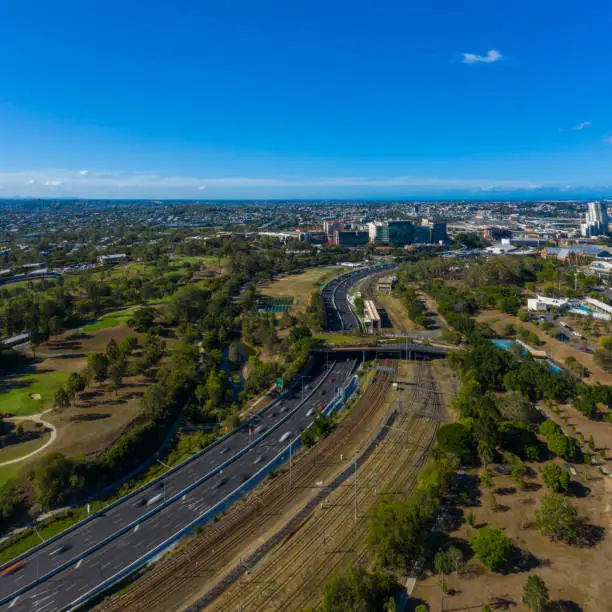 M3 Inner City Bypass toll road in Victoria Park, Brisbane Australia