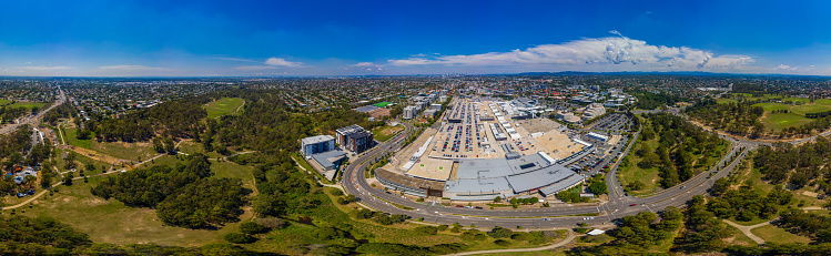Chermside shopping malls with carpark at the roof and an overlook of Parkland