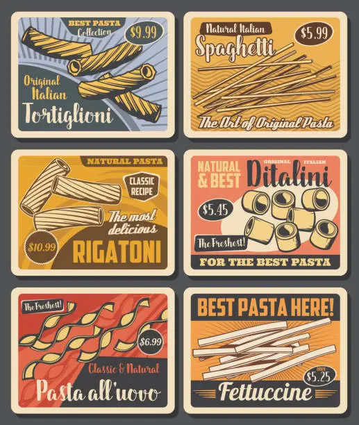 Vector illustration of Pasta menu, restaurant and fast food price