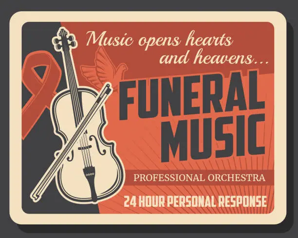 Vector illustration of Funeral ceremony and farewell music service