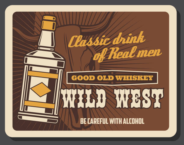 ilustrações de stock, clip art, desenhos animados e ícones de whiskey bar saloon, wild west cowboy pub - cowboy desire west poster