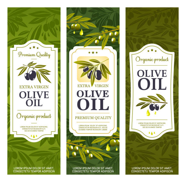 oliwa z oliwek z pierwszego tłoczenia, opakowanie butelki produktu - olive oil bottle olive cooking oil stock illustrations