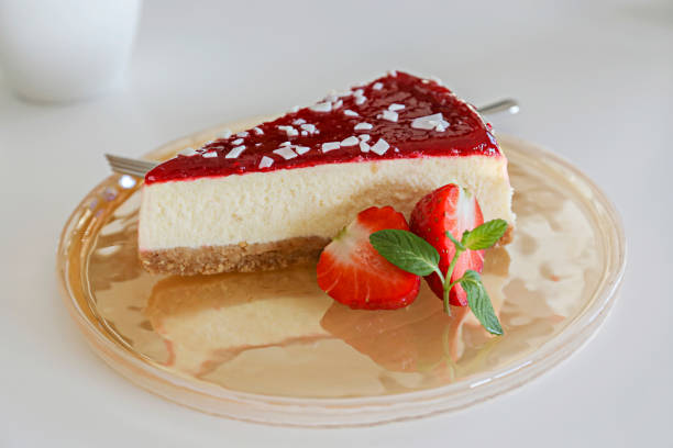 istock Mascarpone cheesecake with strawberry jelly layer on top. 1210926158