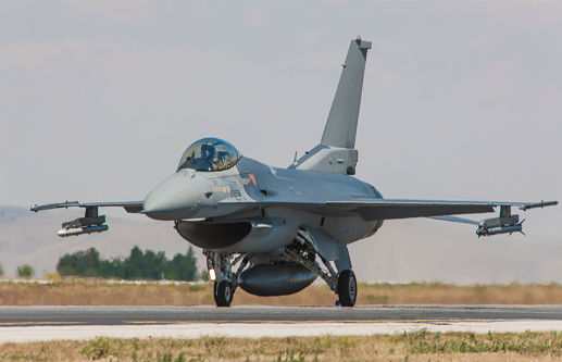F-16 Fighting Falcon fighter plane on runway
