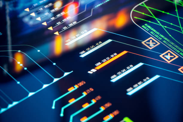 istock Research charts and graphs on digital LCD Display 1210928262