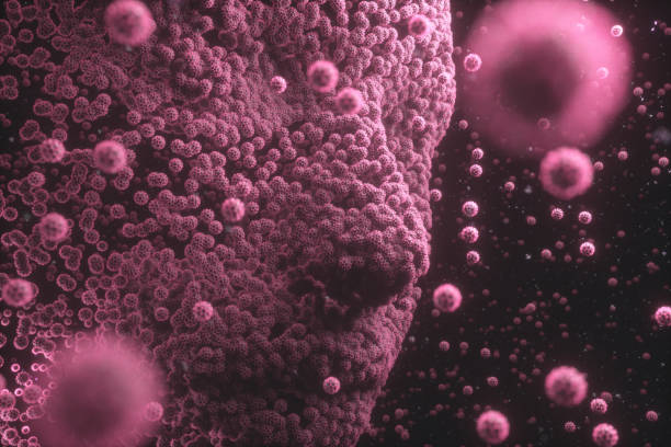 rostro humano del coronavirus - human white blood cell fotografías e imágenes de stock