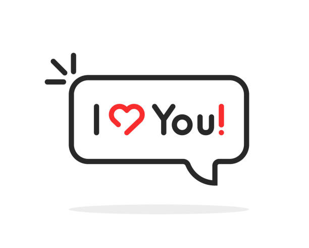 ilustrações de stock, clip art, desenhos animados e ícones de linear i love you text in speech bubble - gossip couple love concepts