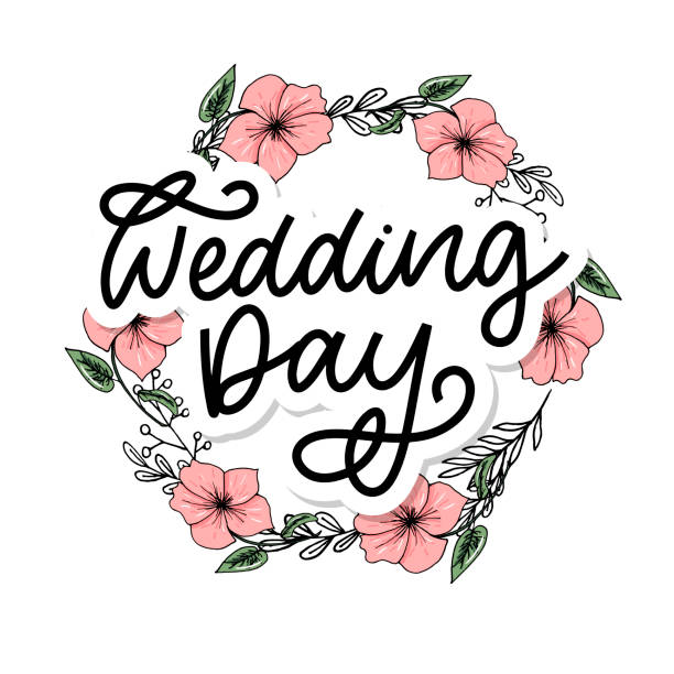 istock wedding hand lettering sign calligraphy text brush slogan 1210932752