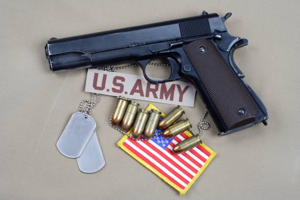 istock Colt government 1911 with U.S. ARMY uniform 1210936093