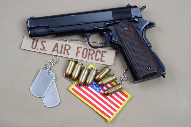 istock Colt government 1911 with U.S. AIR FORCE uniform 1210936100