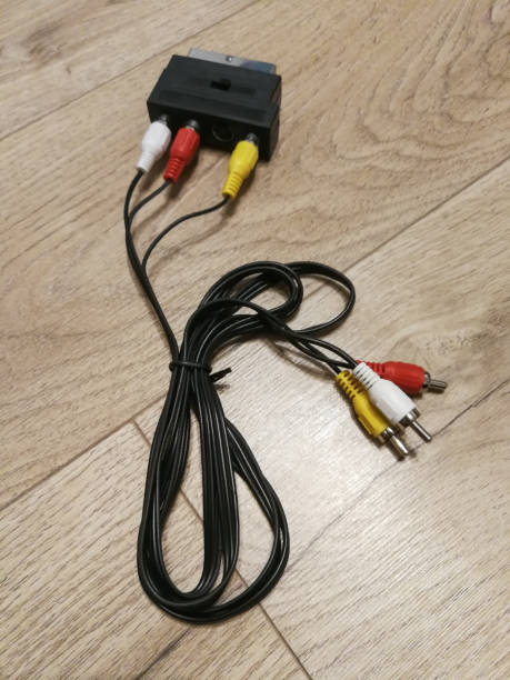 istock Obsolete RCA plugs for camcorders and old tv sets 1210939372