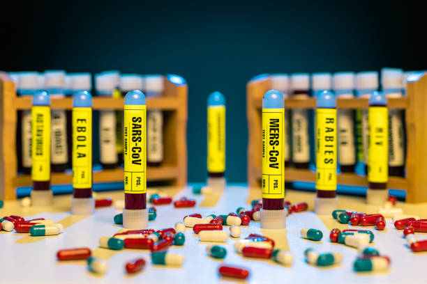 istock SARS-CoV and MERS-CoV blood test sample tube and other deadly virus samples scene focus on foreground 1210940526