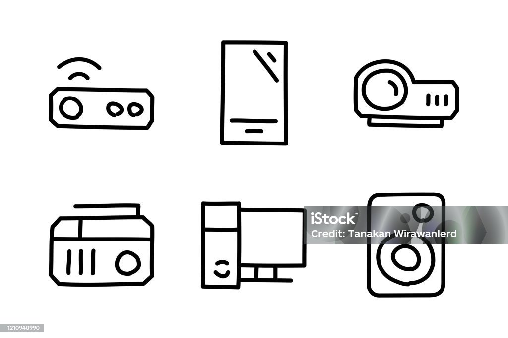 Multimedia 2 Doodle Drawing Stock Illustration - Download Image Now ...