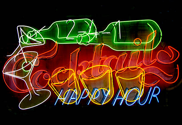 Cocktail Happy Hour Neon stock photo