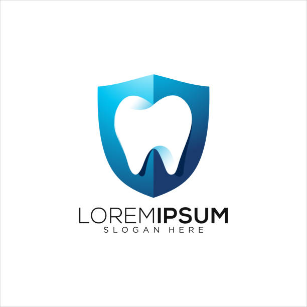 illustrazioni stock, clip art, cartoni animati e icone di tendenza di illustrazione vettoriale del design del logo del dente - sbiancamento dentale