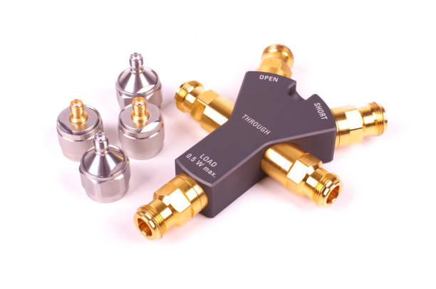 istock Professional electronics RF VNA calibrator tool isolated on the white background 1210942243