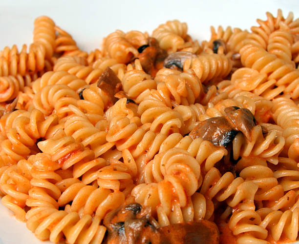 Fusilli & Fungi Pasta stock photo