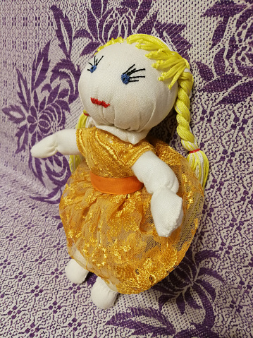 Handcraft cute vintage doll with golden hair