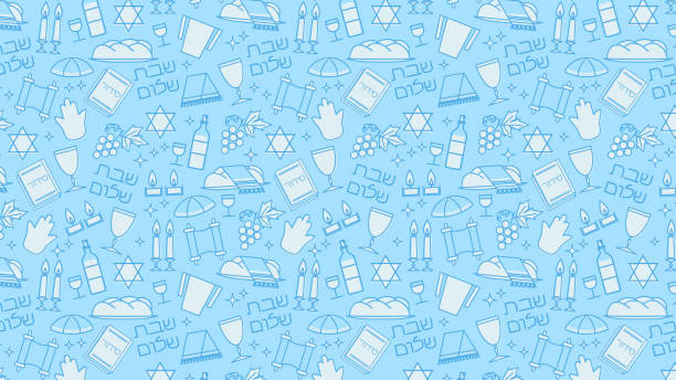 ilustrações, clipart, desenhos animados e ícones de fundo azul shabbat - yarmulke