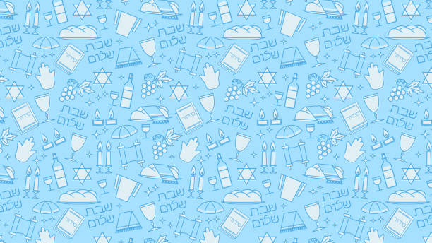 шабат синий фон - shabbat shalom stock illustrations