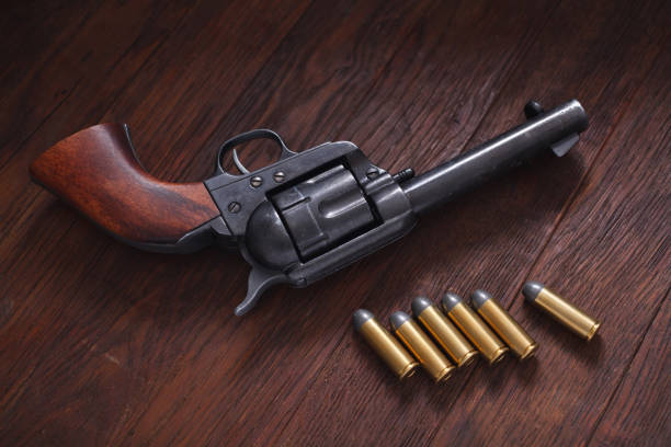 istock Old revolver with cartridges 1210951063