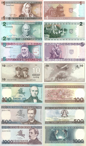 istock Obsolete historic Lithuania Republic money Litas banknotes 1210953182