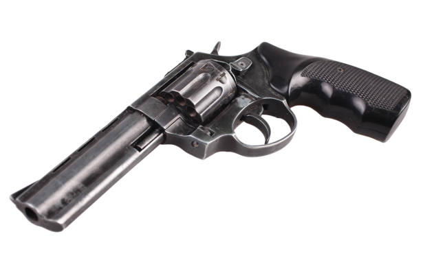 revolver isolato su bianco - rifle gun old wild west foto e immagini stock