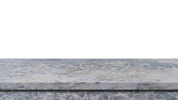 istock Perspective cement floor or concrete shelf table, isolated on a white background. For interior display products and web page. 1210957405