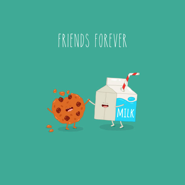 Cookies and milk are friends forever. Vector graphics. Cookies and milk are friends forever. Vector graphics forever friends stock illustrations