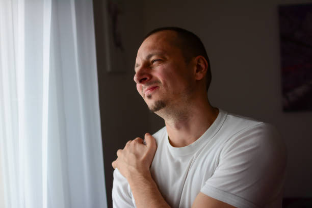 istock Pain shoulder after workout. Strong pain in shoulder. Close up. Copy space. 1210960806