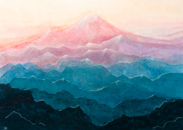 istock Watercolor painting pink mountain 1210966584
